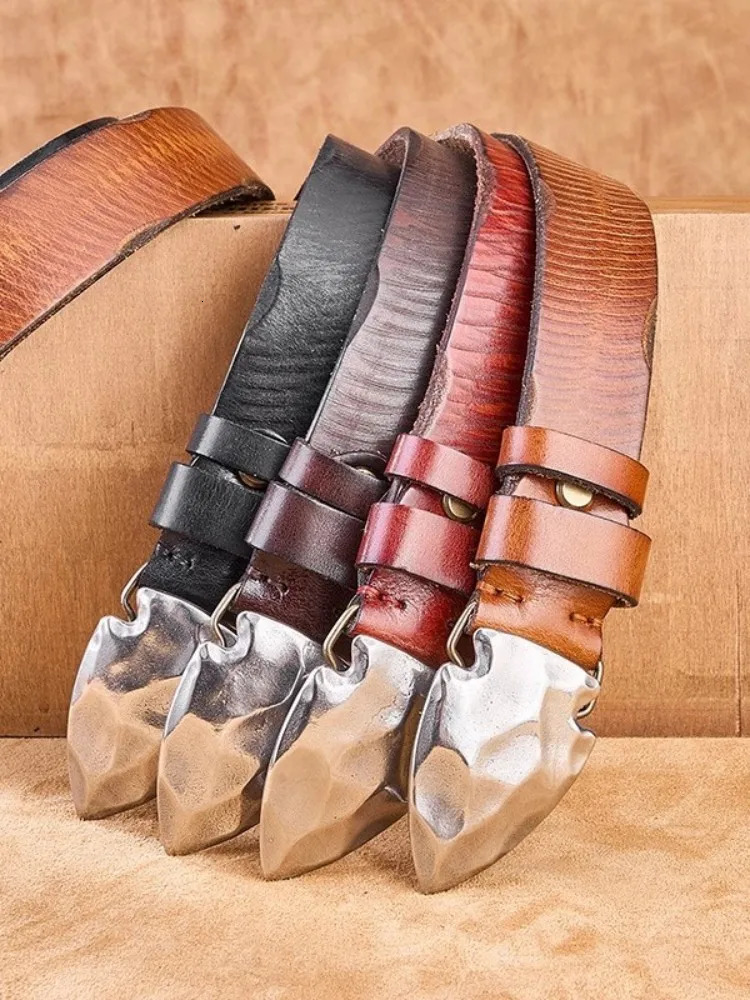 Mens Cow Leather Belt Vintage High Quality Casual Strap Hip Hop Mens Buckle Genuine Leather Waistband For Pants 250520
