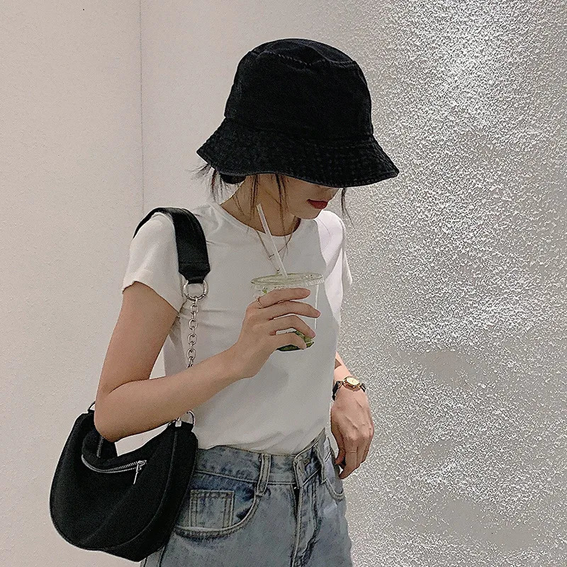 Retro Washed Cowboy Bucket Hat Women Men Wide Brim Sunhat Spring Summer Solid Color Denim Panama Fisherman Cap 250523
