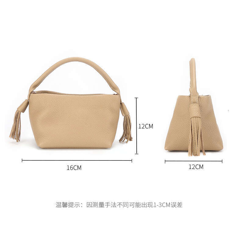 Autumn Winter New Fashion Tassel Basket for Women High-end Handbag Top Layer Cowhide Crossbody Shoulder Bag