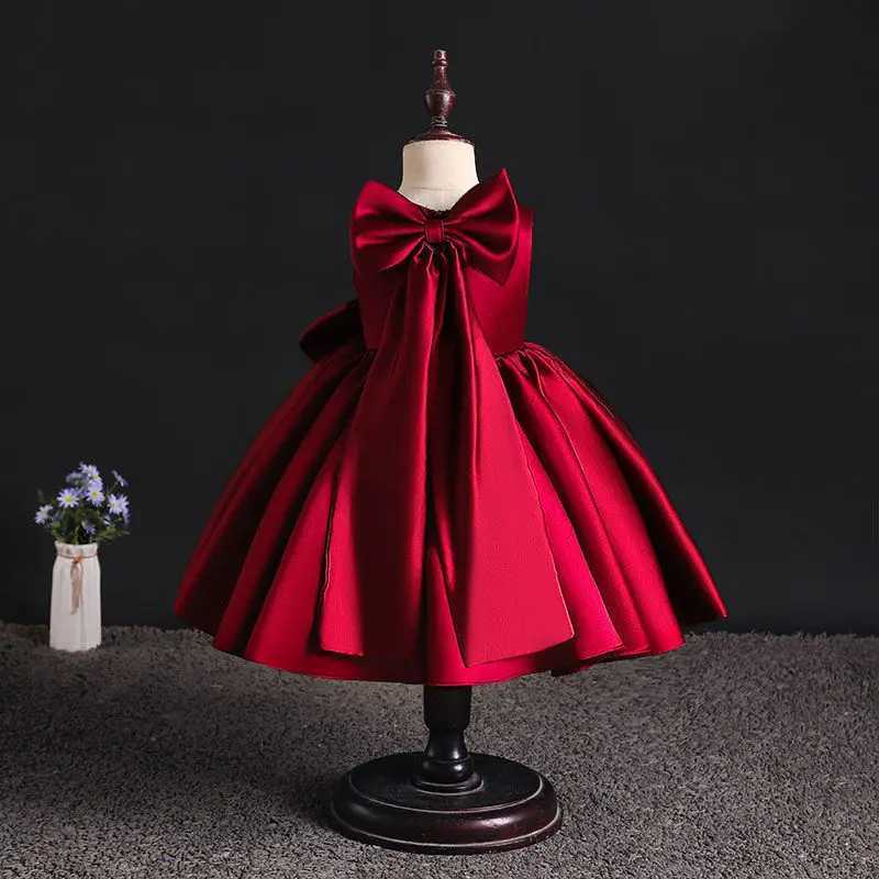 Customized Flower Baby Girls Wedding Birthday Bowknot Dresses Clothing Toddler Kids Princess Party Ball Holy Communion Gown X250528