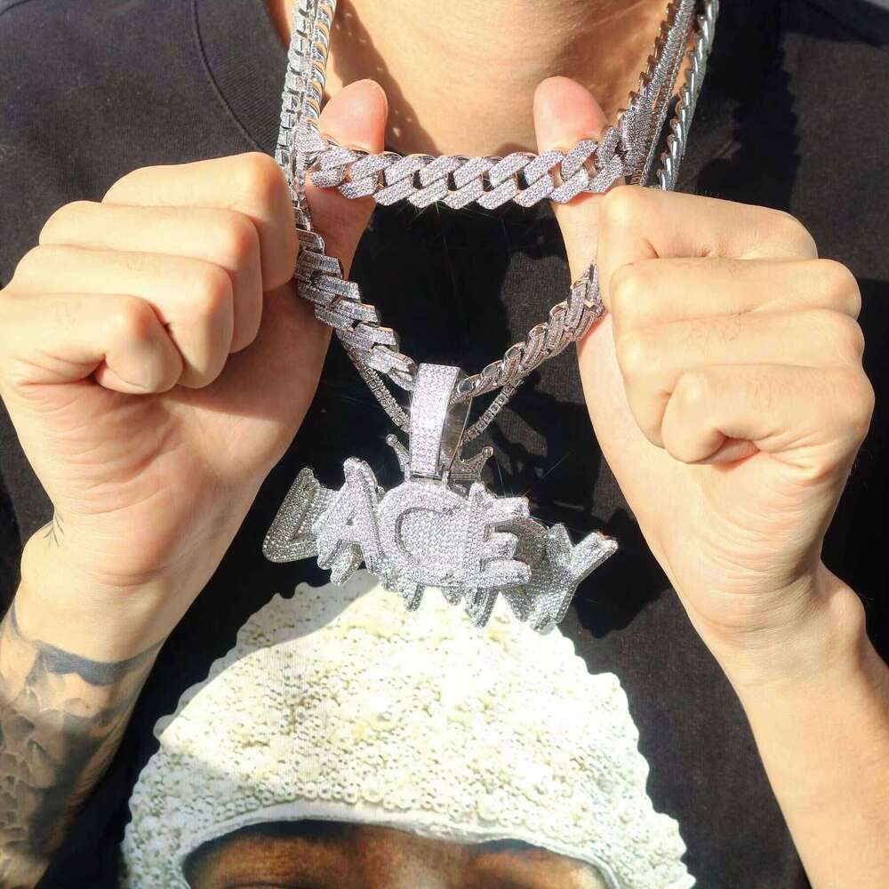 Custom Hip Hop Rapper Initial Name Mens Necklace Sterling Sier Iced Out Dia Letter VVS Moissanite Pendant