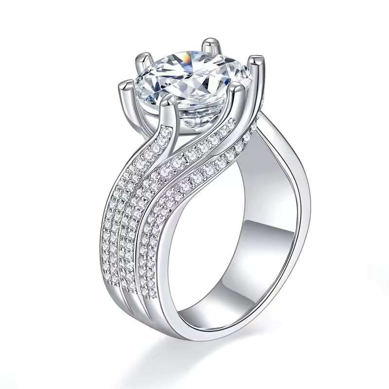 High Quality 3ct 5ct Round Cut D Color Moissanite Jewelry 925 Sterling Silver Jewelry Ring Engagement Wedding Ring for Women