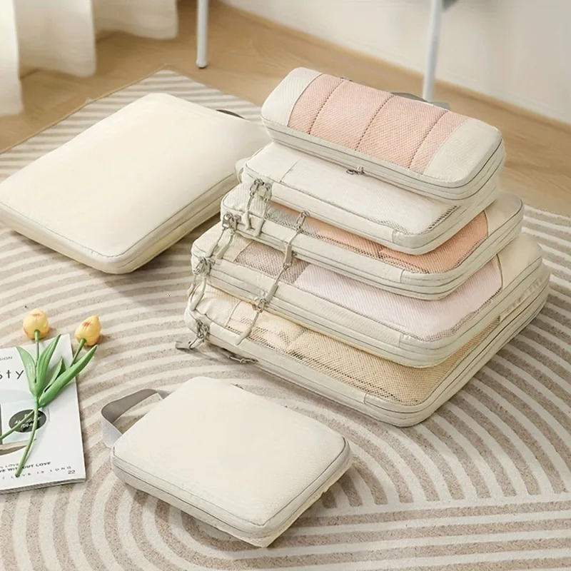 5PCS Compression Packing Cubes for Suitcases Travel Accessories Expandable Packing Organizers Lightweight Travel Organizer Cubes 250526