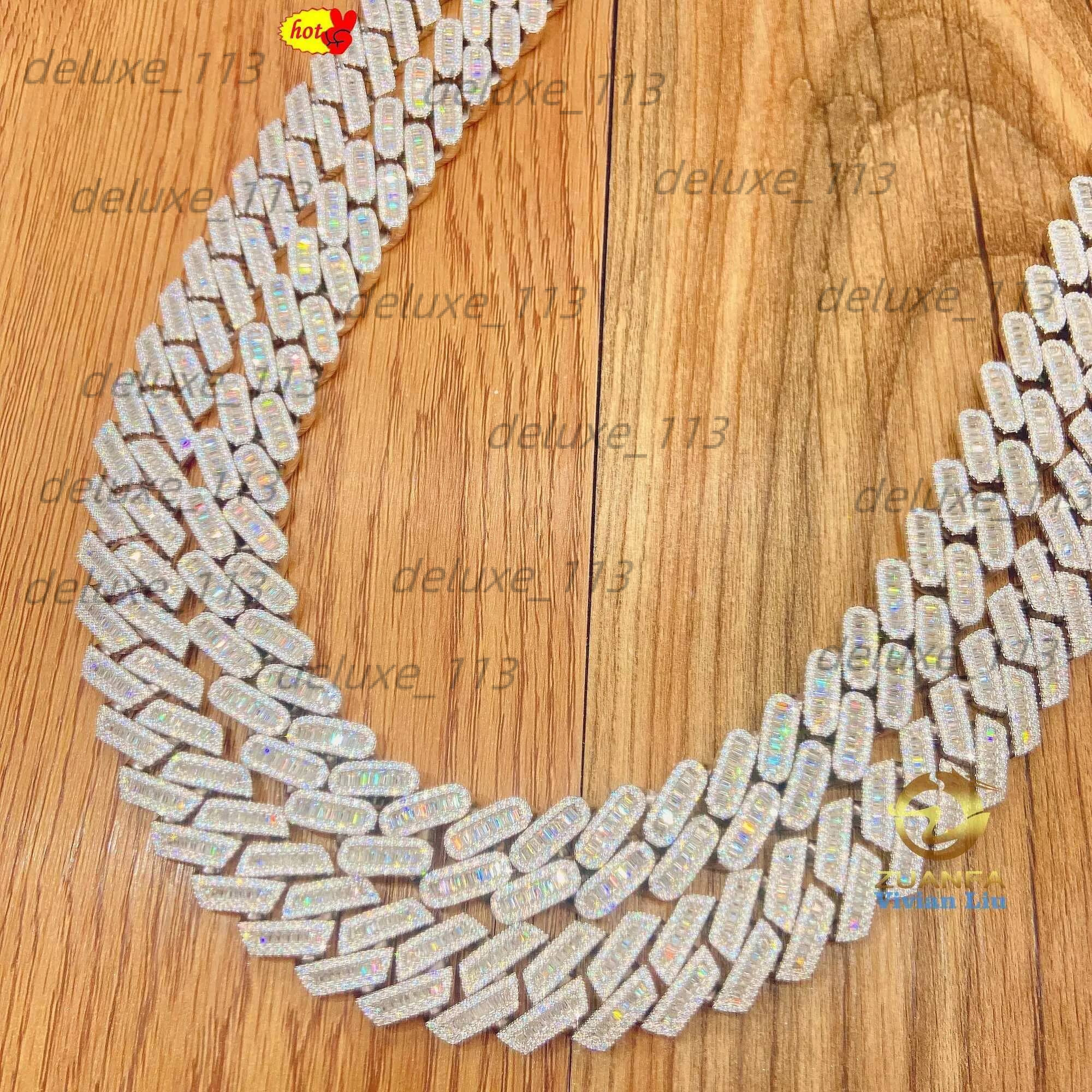 20Mm VVS Moissanite Cuban Link Chain Hip Hop Fine Jewelry Baguette Dia Men Necklace Sterling Sier Fully