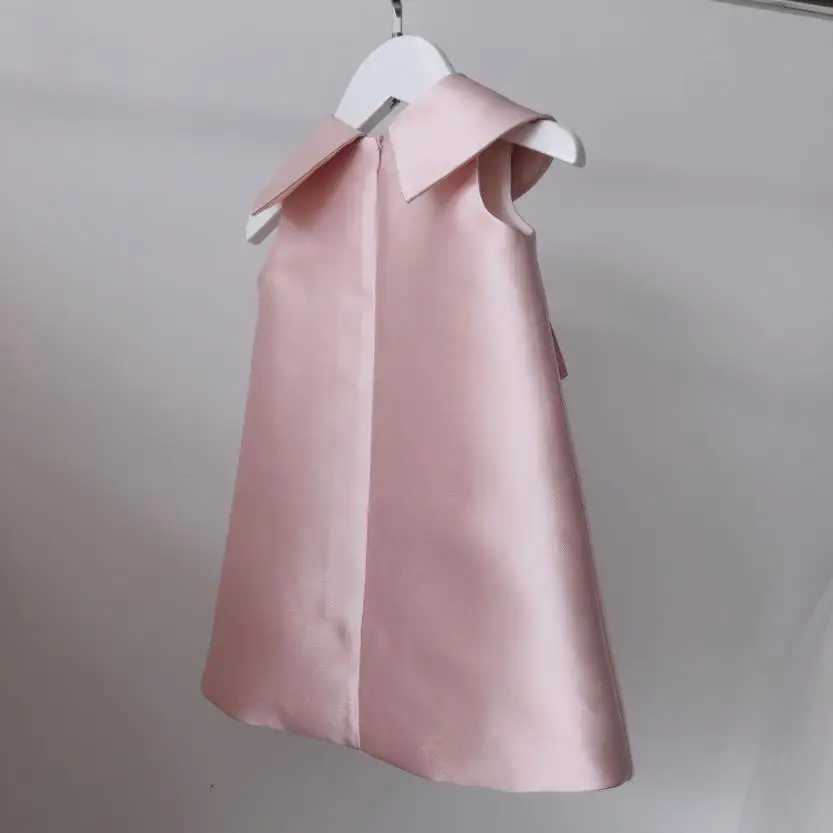 Flower Girl Pink Gown Children Birthday Baptism Dresses For Kids Elegant Lace Bow Frocks Girls Boutique Party Clothes A1339 X250528