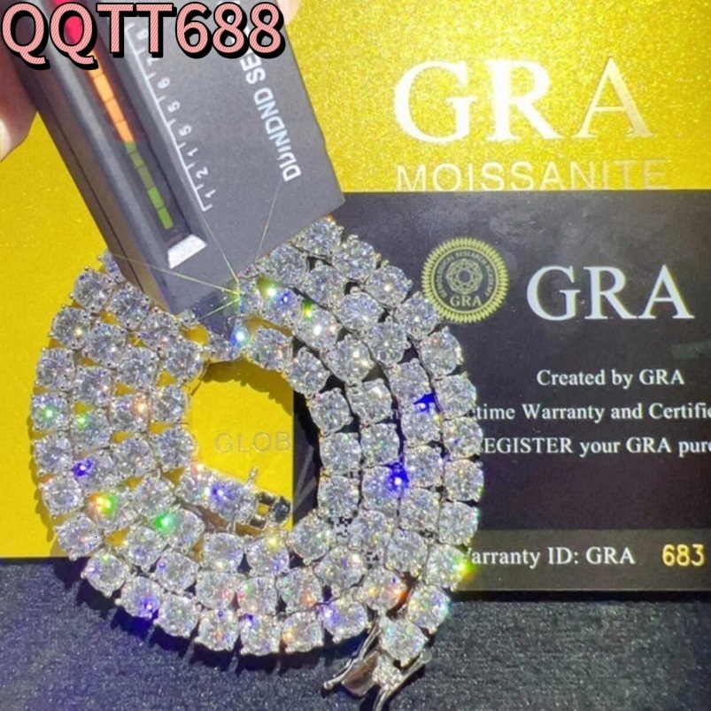 Diamond Mossanite Tennis Chain Mens Iced Out Gold Chains Necklaces Hip Hop Jewelry Moissanite Tennis Necklace