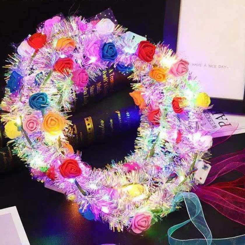 25pcs LED Glow Cat Bunny Ear Horn Hairbands Light Up Flash Headband Women Girl LED Neon Birthday Wedding Party Supplies W250528