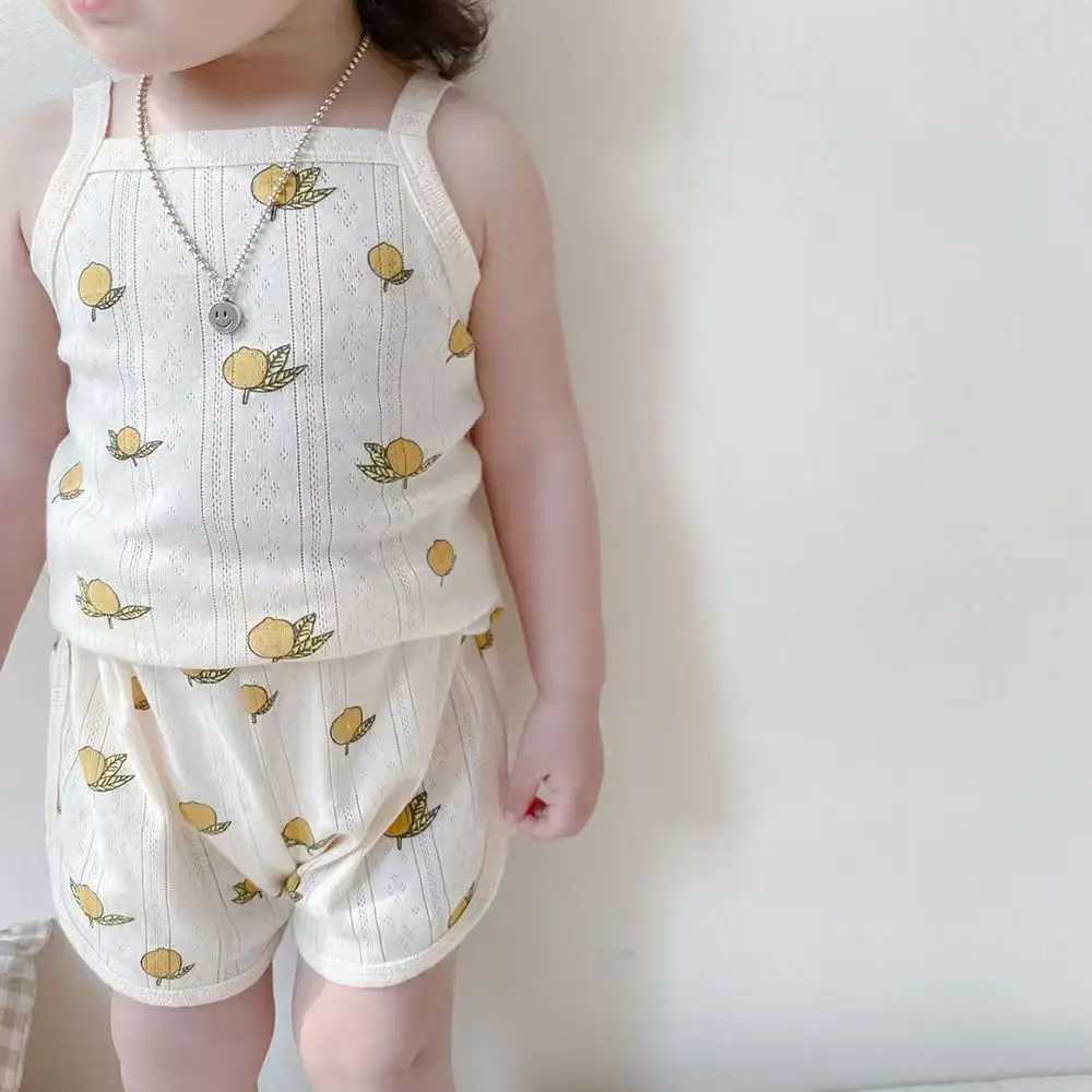 Girls Summer Clothes Sets New Baby Sleeveless Tops Shorts 2 Pieces Suit Girls Square Collar Clothing Set Kids Cotton Clothes X250528