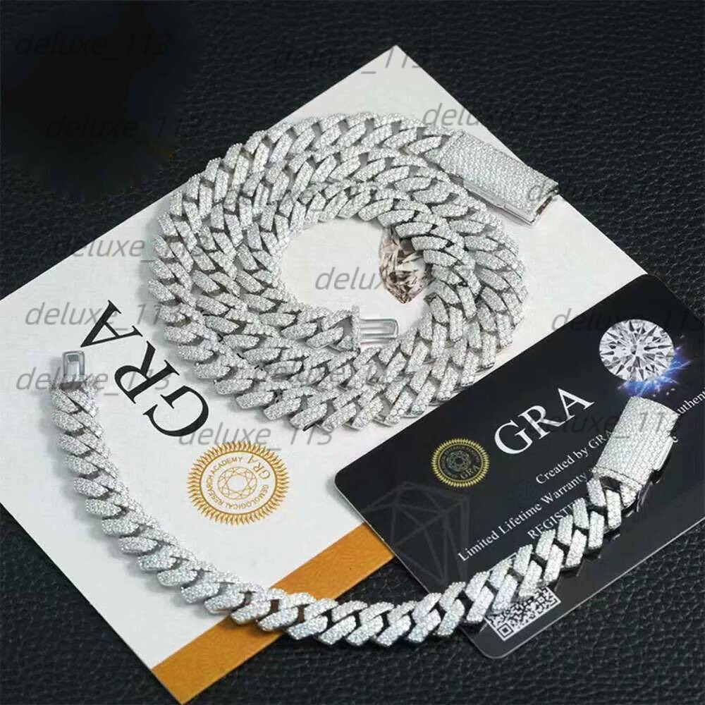 Moissanite Necklace, 20 Years Of Experience In Manufacturing, Hip Hop 8Mm Double Rowed Stone Sier Moissanite Cubanlink Chain Necklace