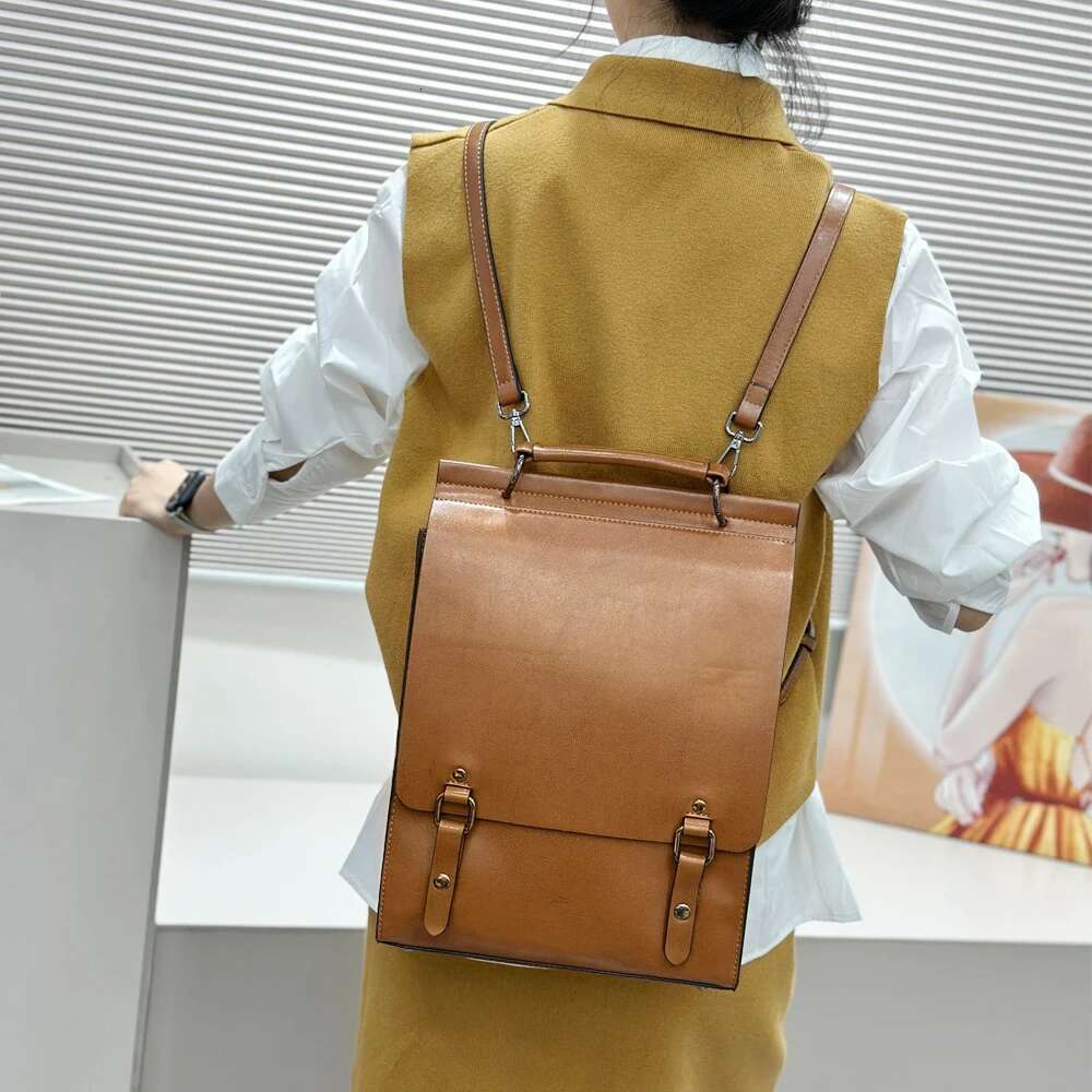 Genuine Leather Women Backpack Cross Body Bag Book School Real Cowhide Lady Female Laptop Daypack Messenger Shoulder Bags