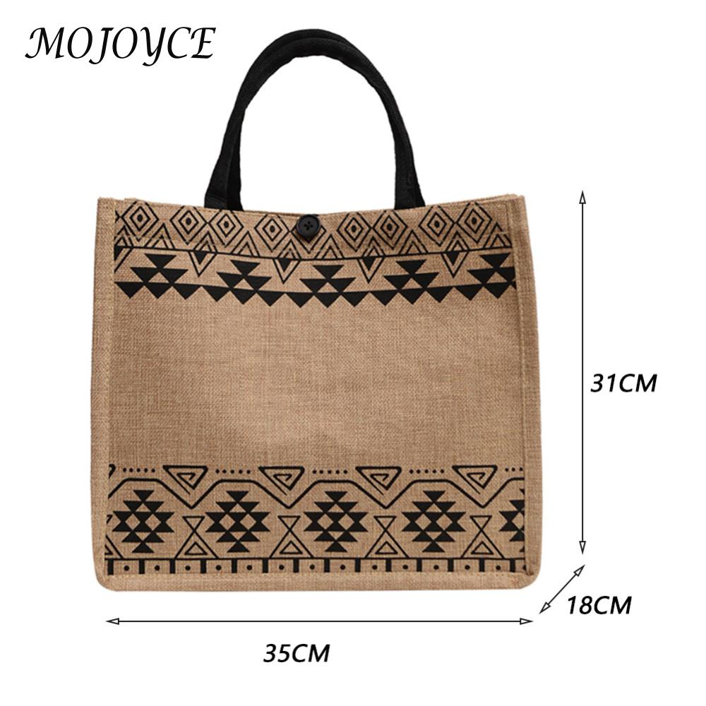 Female Casual Shoulder Bag Lady Geometric Pattern Linen Fabric Handbag Women Fashion Bag Casual Ladies Bag