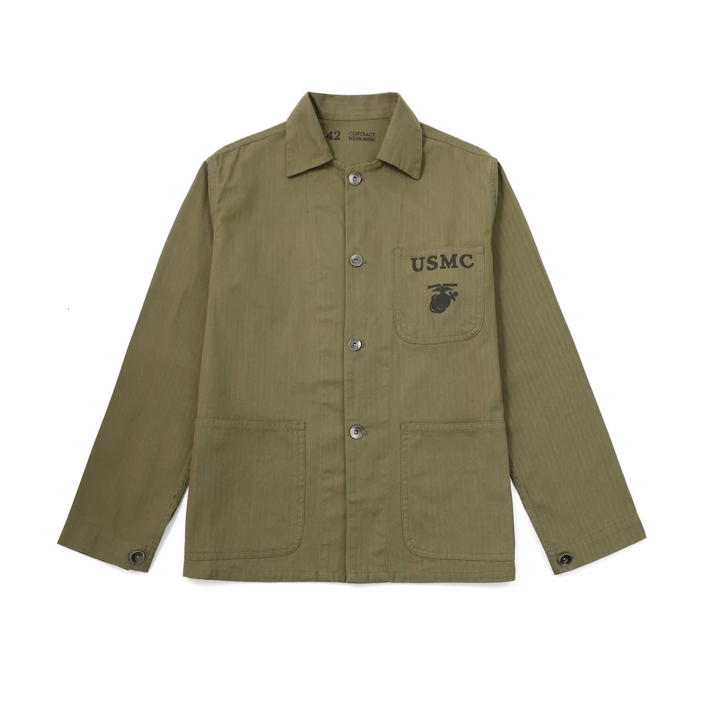 P41 hbt jacket ww2 usmc utility Field Military Vintage Shirt Blouse Herringbone Uniform Combat Olive coat retro Outwear for men 250520