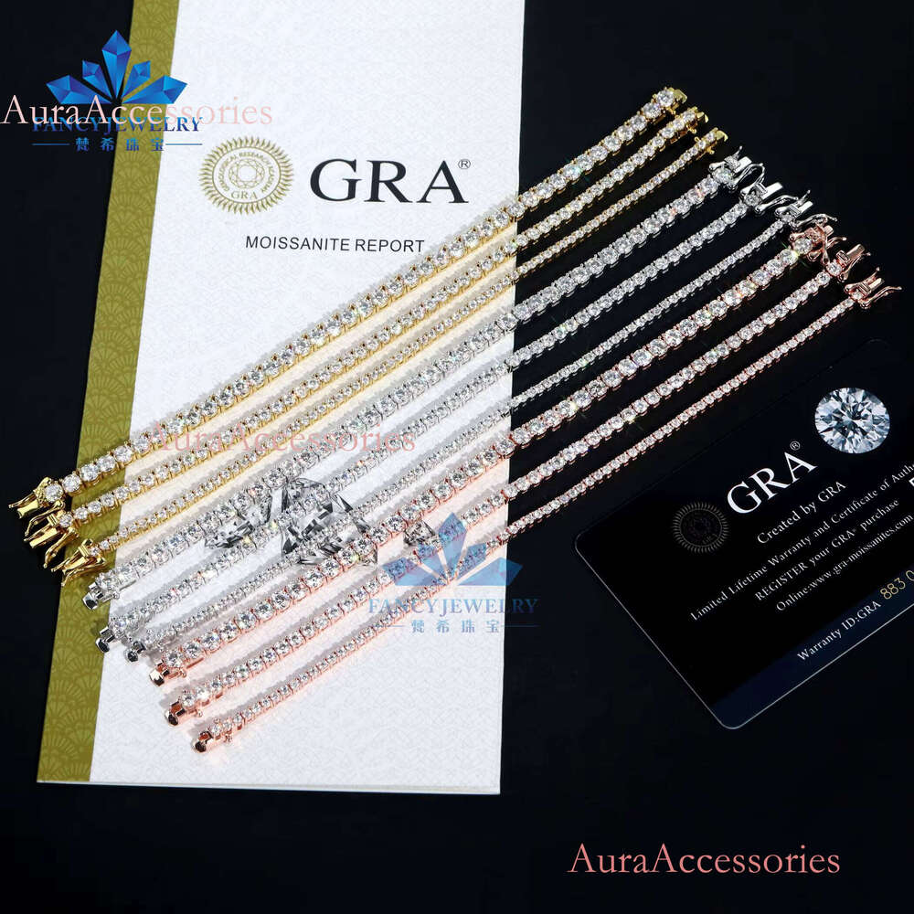RTS Direct Factory Delivery Sier Tennis Chain D VVS1 Brilliant Cut 2mm 3mm 4mm Moissanite Dia Geometric Shape Gift