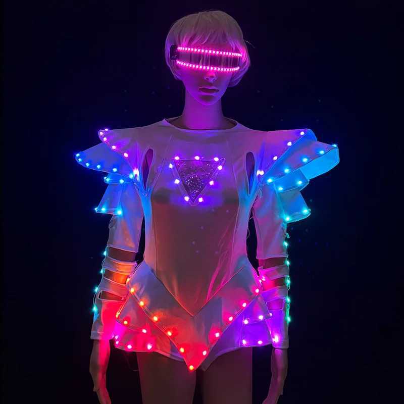 Fluorescent Glowing Cyberpunk Cyber LED Glasses LED Laser Glasses Dance Show Props Party Luminous Eyewear Costume Supplies W250528