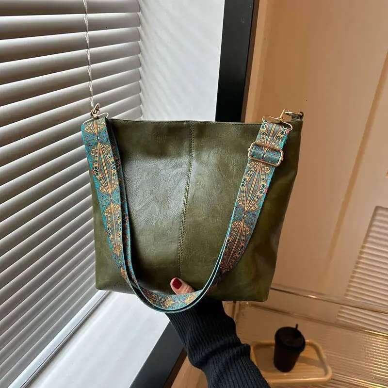 large capacity pu leather crossbody bag for women durable handheld bucket style