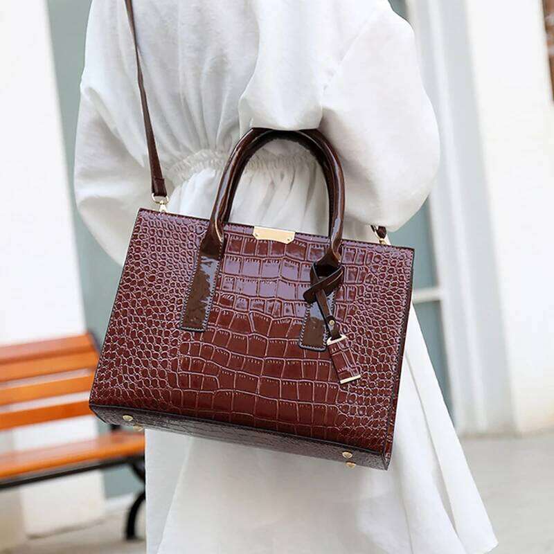 Crocodile Print Women Handbags Purse Tote Adjustable Strap Top Handle Bag Large Capacity Crossbody Bags Work Travel Gift
