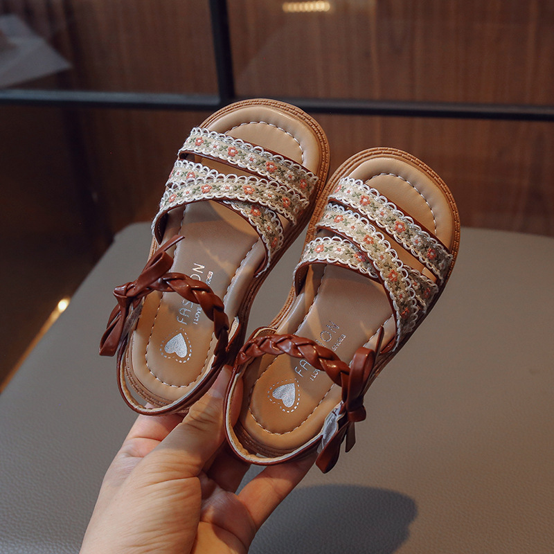Summer Girls Sandals Fashion Toddler Designer Shoes Flower Children Princess Kidsnest Sandals Open-toe Sweet Bowknot Kids Causal Flat Sandals Sizes US