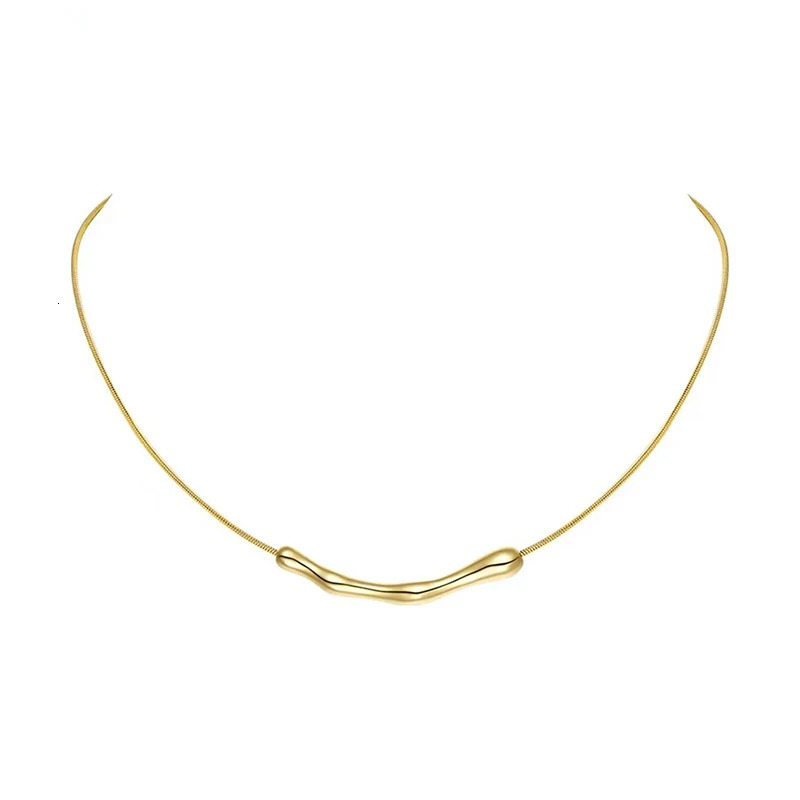 European and American Fashion Simple Stainless steel Gold Color Collarbone Chain For Womens Short Necklaces Jewelry 250519