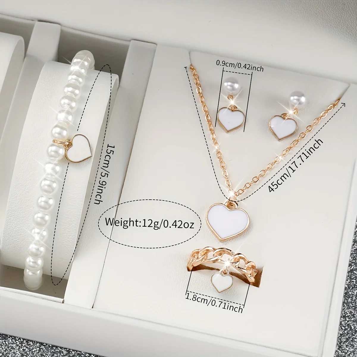 3/6PCS Womens Watches Casual Silicone Band Analog Quartz Watch Heart Pearls Jewelry Set(Without Box) XJ250527
