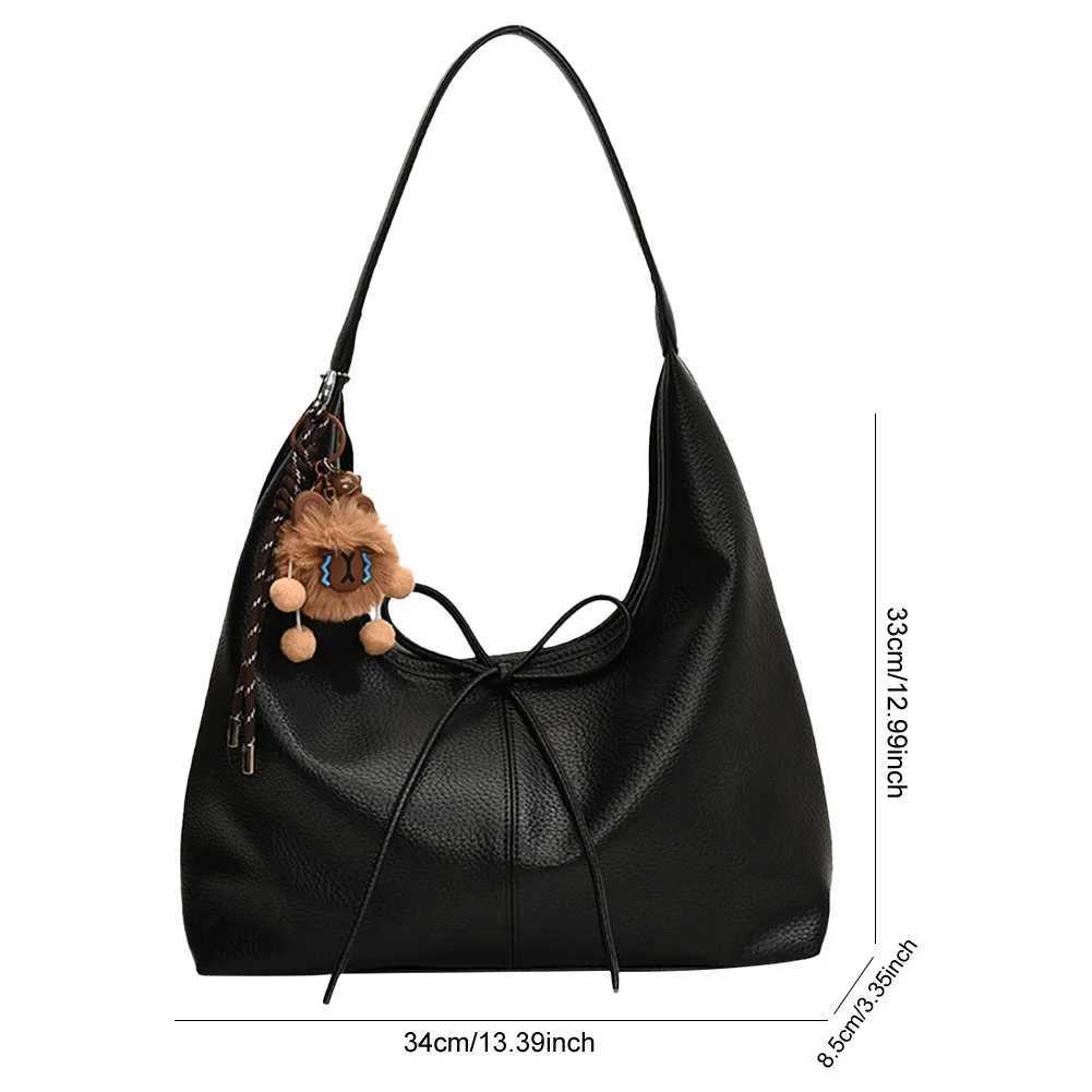 Hobo Bag PU Leather Solid Color Shoulder Bag for Women Bow Crescent Bag Trendy Mini Purse for Commuting Travel Y250528