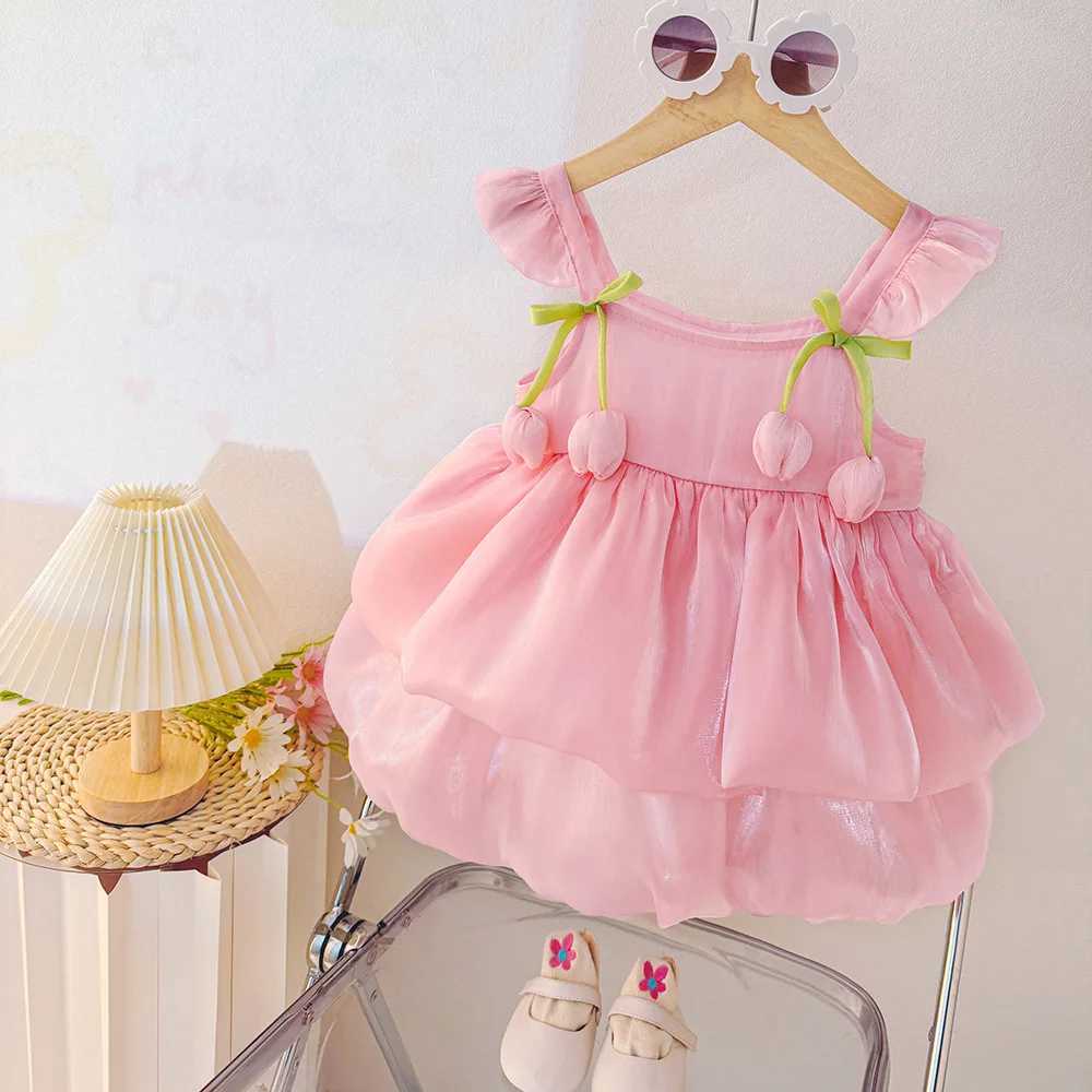 Sweet And Lovely Baby Girl Dress Summer New Pink Tulip ChildrenS Sleeveless Clothes (9 Months -3 Years Old) X250528