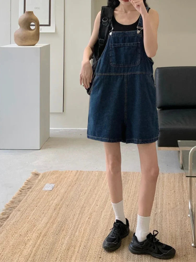 Overalls Women One Piece Suspenders Wide Leg Short Pants Loose Jeans Rompers Denim Jumpsuits Y2k Streetwear High Waist Playsuits 250523