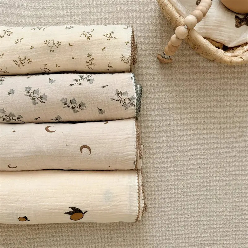2Layer Blanket for born Baby Floral Cotton Muslin Swaddle Thin Baby Summer Blanket Infant Toddler Baby Bath Towel100X100CM 250527