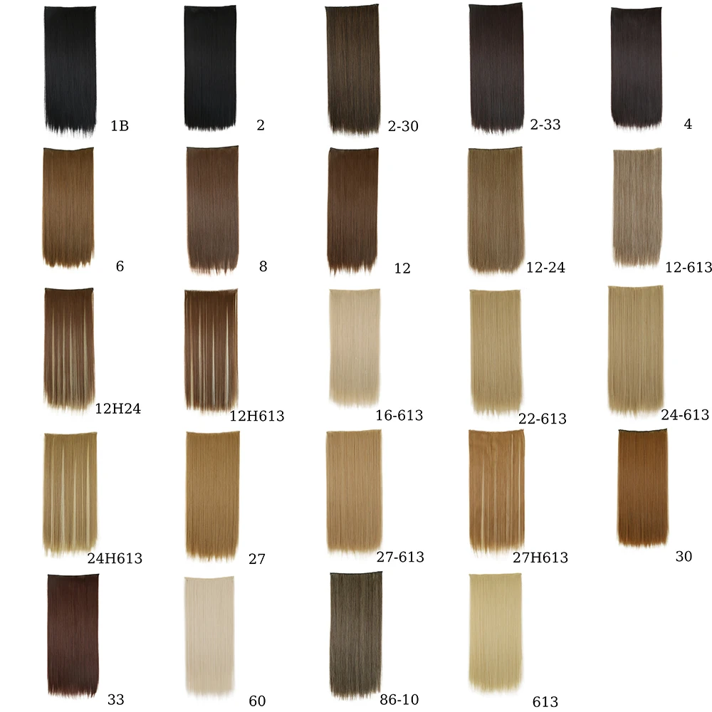 LeeWin Single Color 20" 5 Clips/pc 3/4 Full Head Curly Wave Clip on Synthetic Hair Extensions Hair Pieces for Women