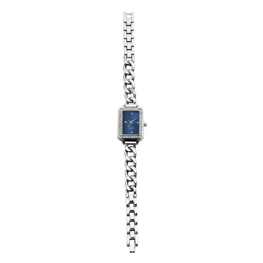 Women Square Drill Point Scale Dial Quartz Steel Strap WatchXJ250527