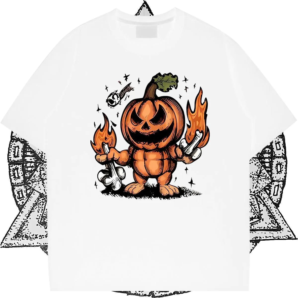 Fashion Casual T-Shirts for Men 230g 100% Cotton halloween Summer Casual Tee Shirt Round Neck Short Sleeve Comfortable Men Clothes T-Shirt DIY Printed