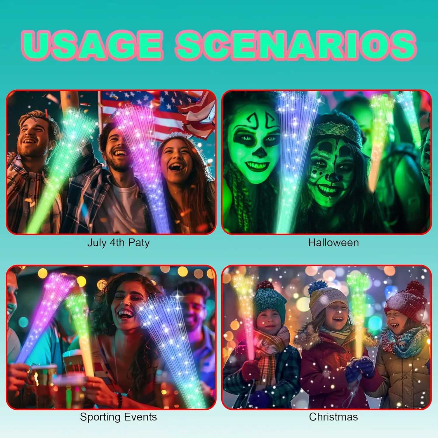 100 PCS Fiber Optic Wand Glow Fiber Optic Wands Glow in The Dark Party Glow Wands LED Light up Party Favors for Wedding W250528