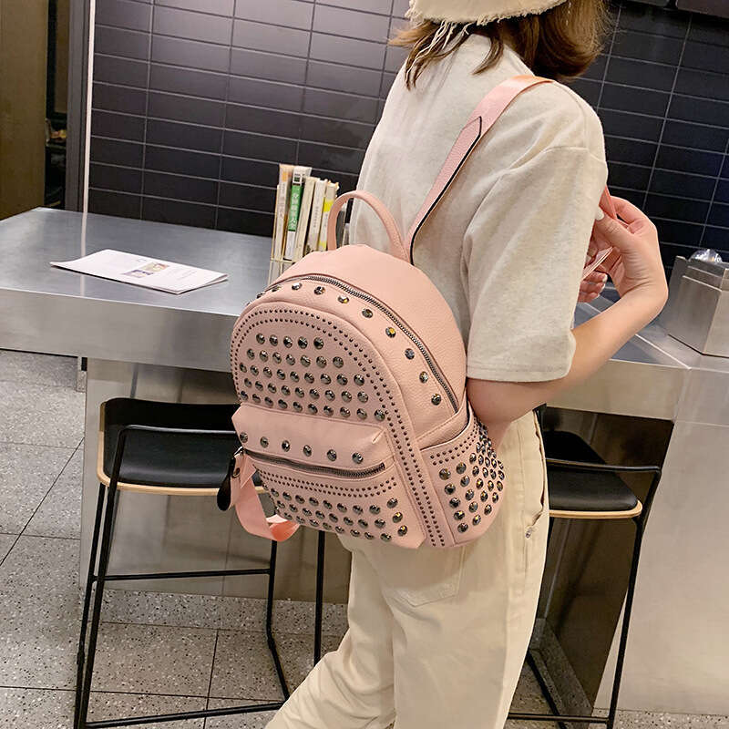 Rivet small backpack for women new fashionable student mini backpack PU leather casual backpack