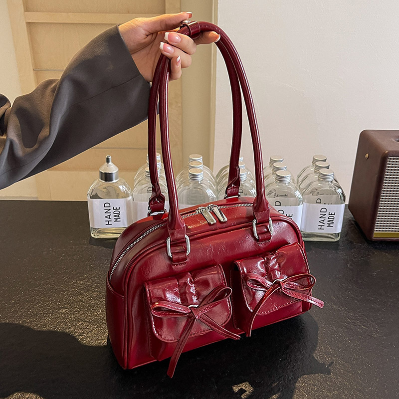 Free Shipping Designer Bag Large Capacity PU For Women 2025 New Ballet Style Bow Underarm Versatile Shoulder Bag Handbag