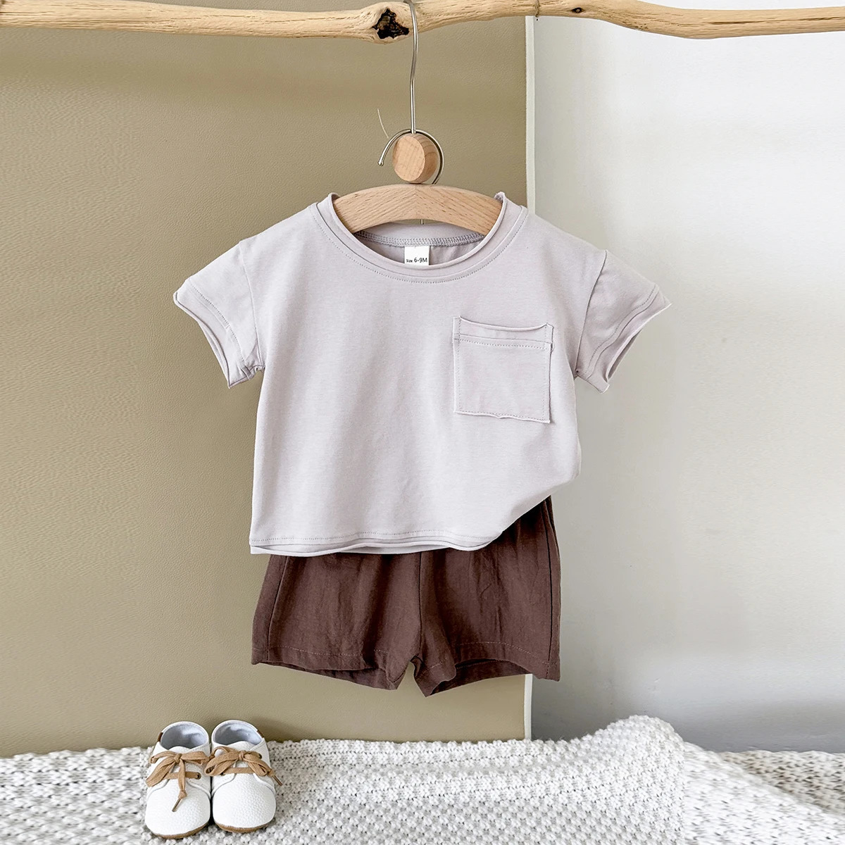Summer born Baby Boys Girls Korean Version Clothes Set Home Leisure Solid Color Shirt Shorts Sports Suit 2PcsSet 250528
