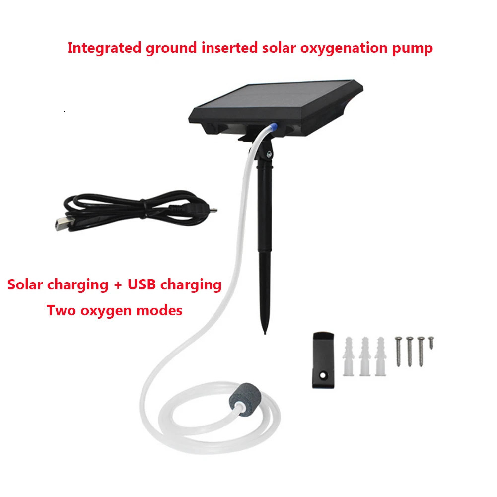 Fish Pond Solar Air Pump Multi-function USB Charging Ventilator Aquarium Outdoor Fishing Rotary Oxygen Fish Tool 250528