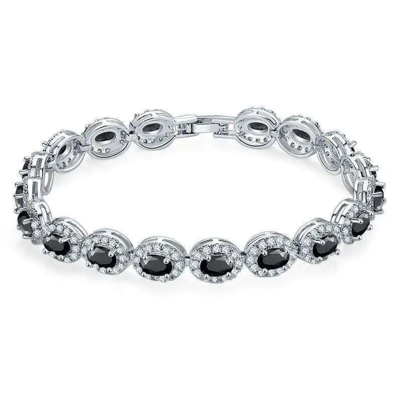 Elliptical Dia Zircon MOXI Copper Plated True Platinum Colorful Women's Bracelet