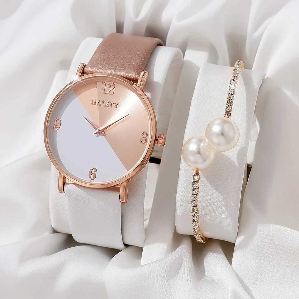 Women Watch Set Luxury Fashion Colorful PU Leather Strap Ladies Quartz Wristwatch Alloy Bracelet For Ladies Gift XJ250527