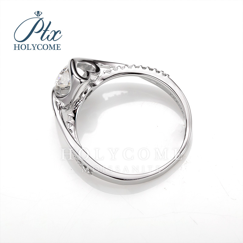 Fashion Women's Ring S925 Sterling Silver 0.5ct D Color VVS Moissanite Diamond 18k Gold Plated Wedding Engagement Angel Micro Pave Ring Factory W