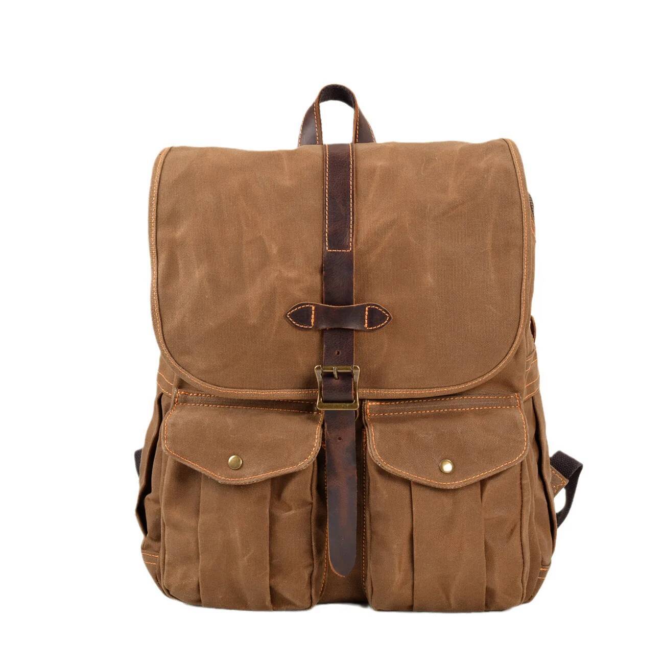 Canvas men's bag Camping outdoor hiking waterproof Student Leisure travel retro 16 "computer backpack
