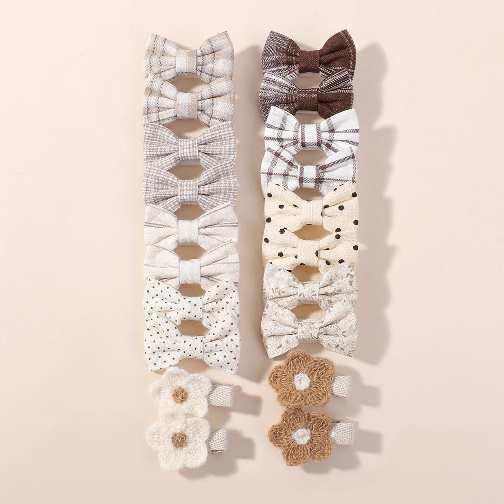 20pcs/set Lovely Kids Bows Hair Clips for Girls Barrette Boutique Full Coverage Fabric Childrens Headwear Baby Hair Accessories 250528