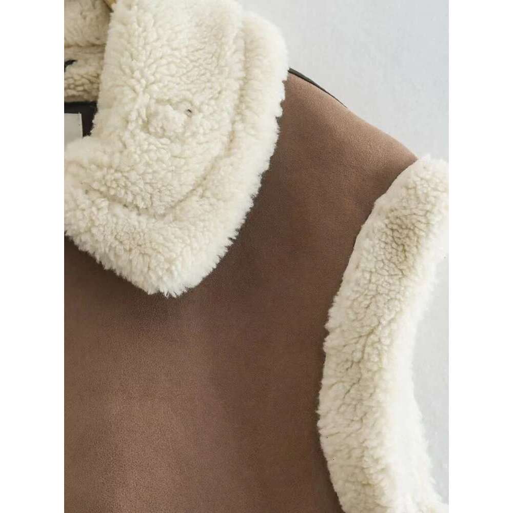 2024 European American style autumn winter new women's clothing and fur thickened vest for women