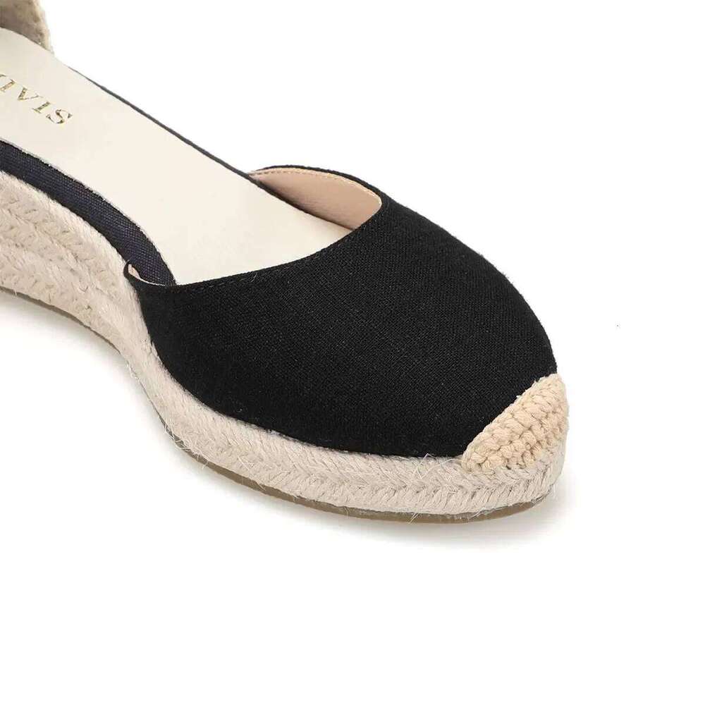 wedges shoes women Lace-up Sandals Simple and Stylish Mid-Heel Ankle Strap Platform in Espadrille for Comfortable Summer