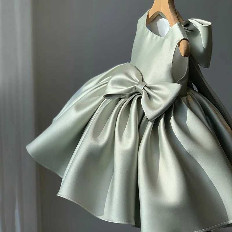 Customized Flower Baby Girls Wedding Birthday Bowknot Dresses Clothing Toddler Kids Princess Party Ball Holy Communion Gown X250528