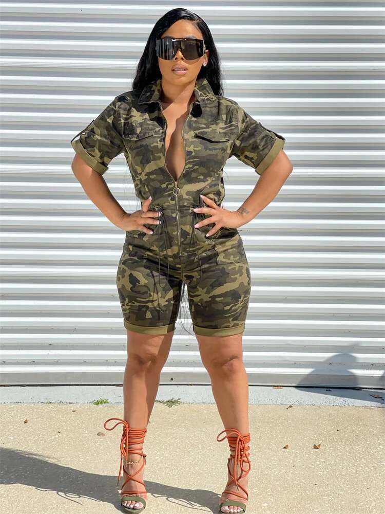 Women Clothing Jumpsuit Cargo Camouflage Pockets Sexy Fashion Streetwear Romper Playsuits Wholesale Dropshipping S-5XL