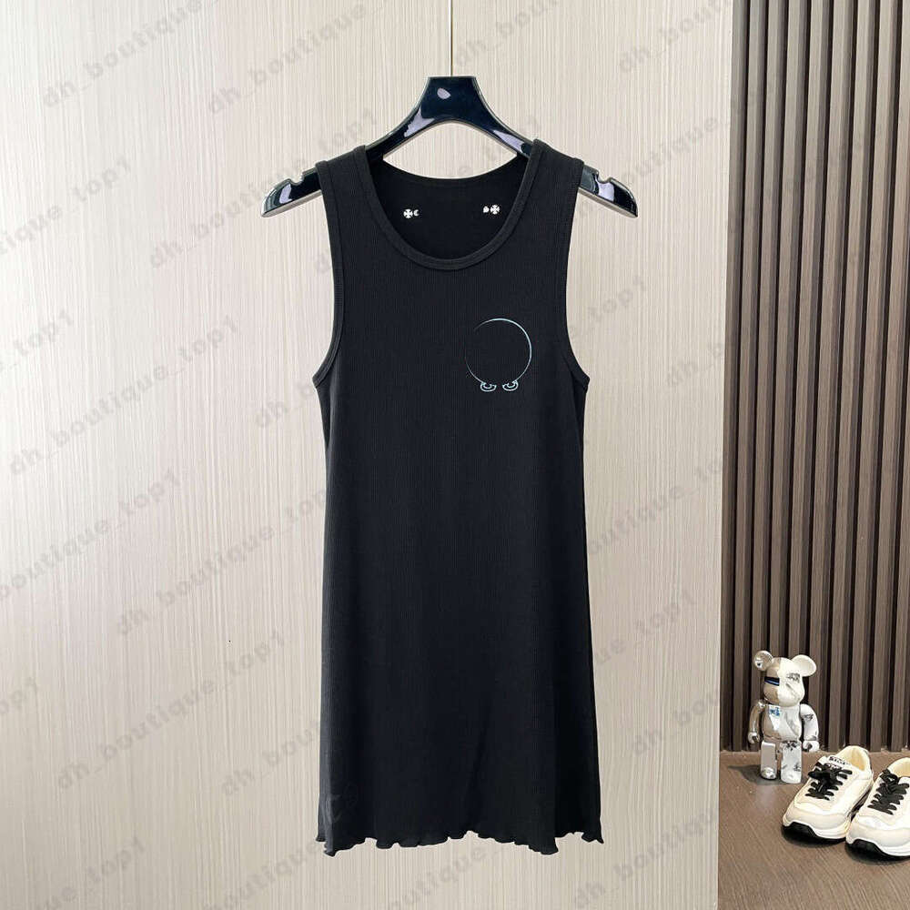 Chrome Shirt 25Ss Dress New Summer Lapel Neck Womens Sleeveless Fashion Horseshoe Print Designer Dresses Brand Same Style Dress Chrome Dresses tight dress aad