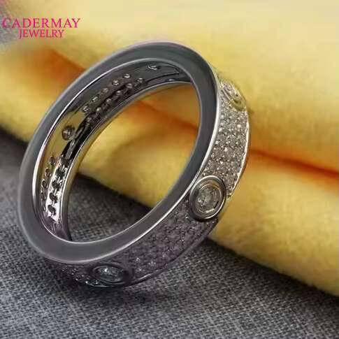 Wide Edition Three Rows Moissanite Silver925 Ring Luxury Custom Lab Created Diamond Ladies Rings Melee Moissanite Eternity Ring