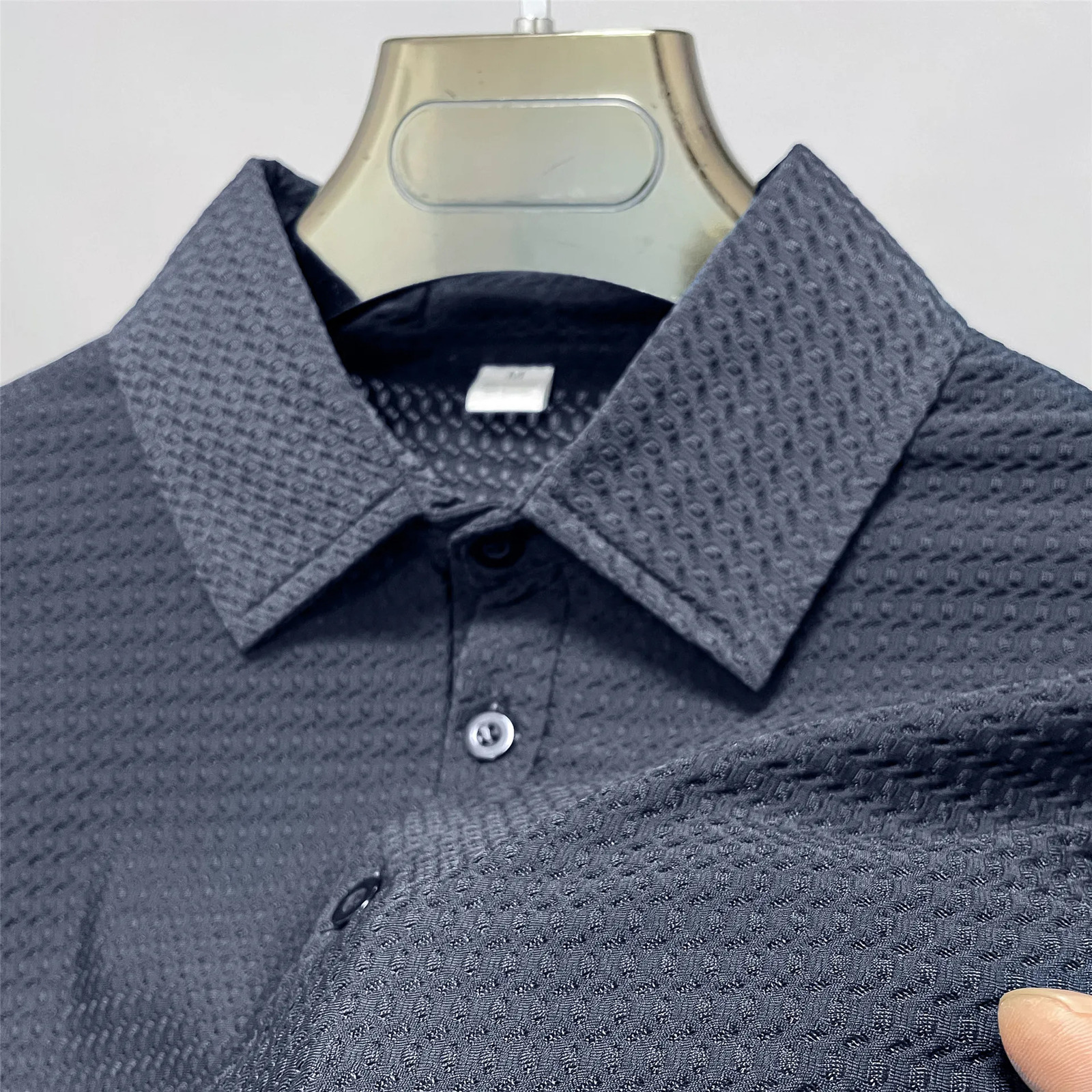 Summer T-shirt net ice silk breathable Short sleeve mens shirt collar solid Polo shirt Half sleeve mens clothing 250526