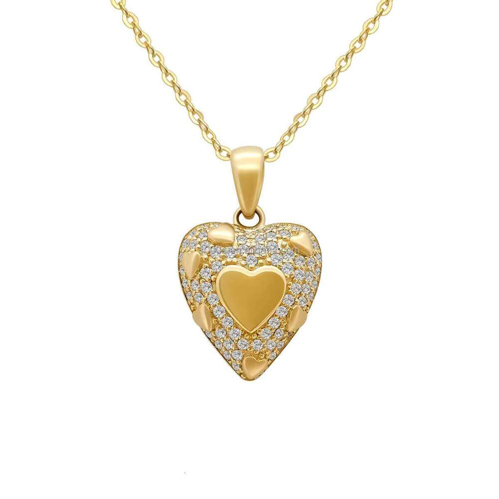 AU585 Solid 14K Yellow Gold Moissanite Heart Pendant Necklace Fine Jewelry for Wholesale