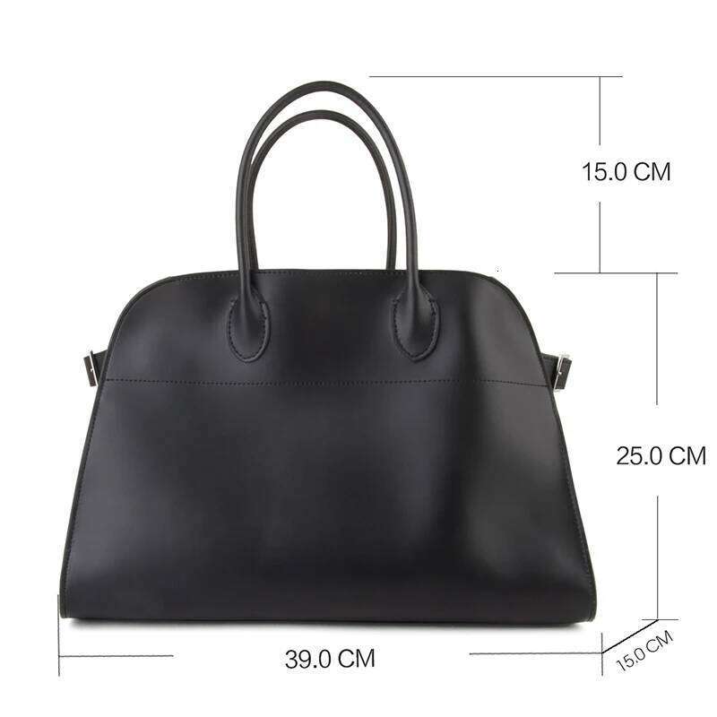 Donna-In First Layer Cowhide Handbag Genuine Leather Women Commute Casual Top Handle Bag Large Capacity