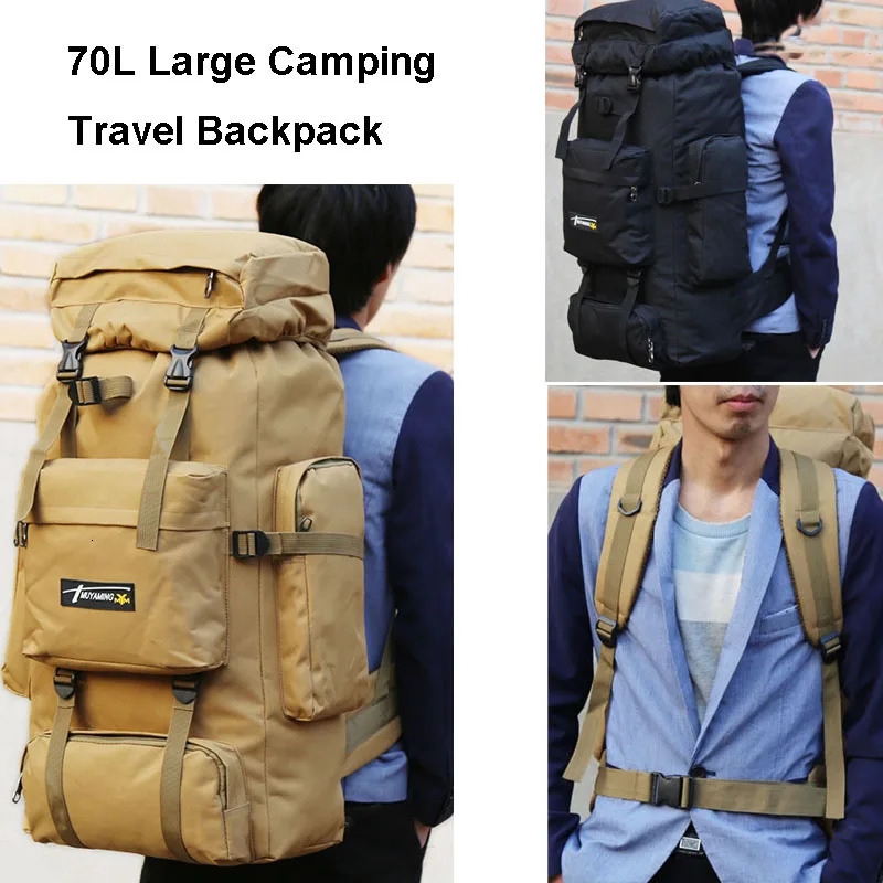 70L Tactical Camping Bag Backpack Mountaineering For Men Travel Outdoor Sport Molle Rucksack Hunting Shoulder Luggage Large Bag 250522